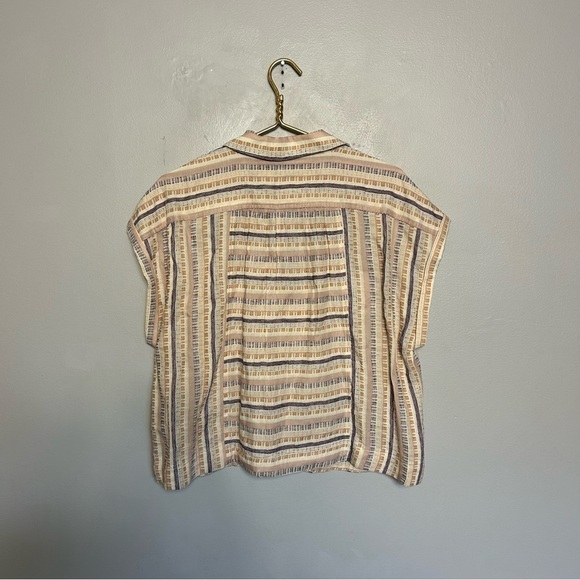 Anthropologie Cropped Striped Utility Pullover Top Shirt Blouse Aztec Size XL - Picture 7 of 8